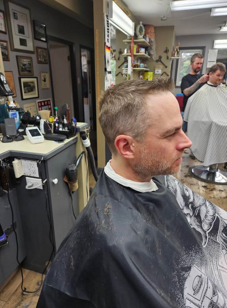 Haircut in progress at Valleyview Barbers